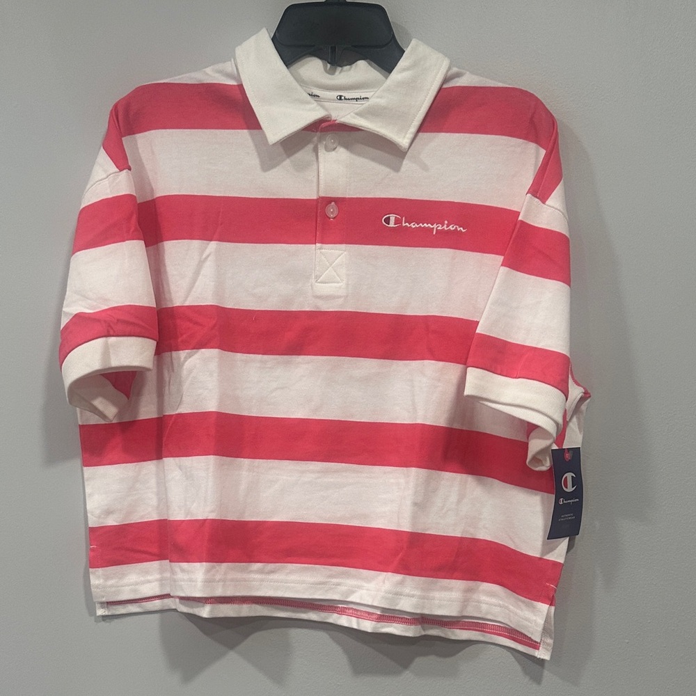 Champion Women's Polo with Red and White Stripes